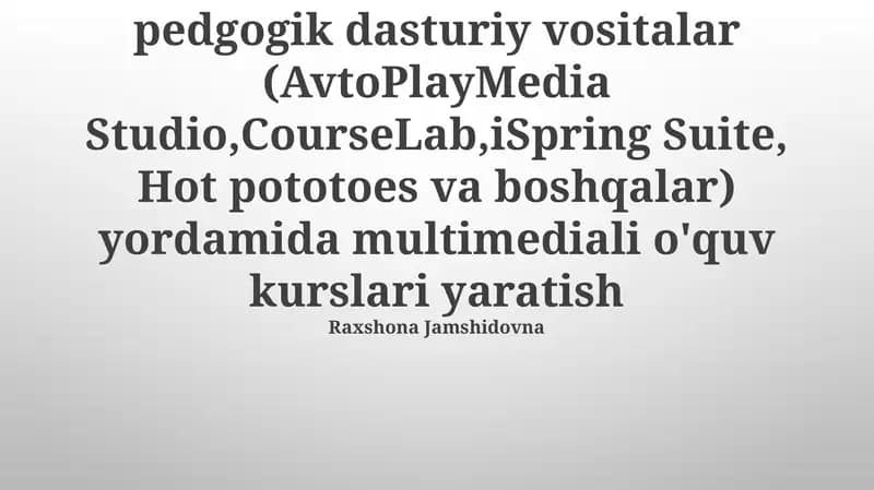 pedgogik dasturiy vositalar