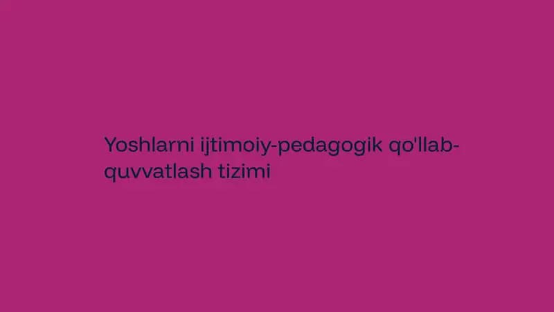 Yoshlarni ijtimoiy-pedagogik qo'llab-quvvatlash tizimi