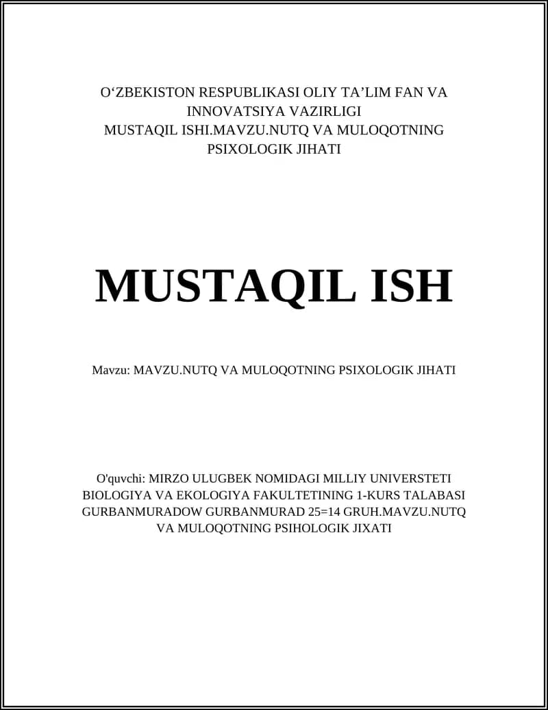 MAVZU.NUTQ VA MULOQOTNING PSIXOLOGIK JIHATI