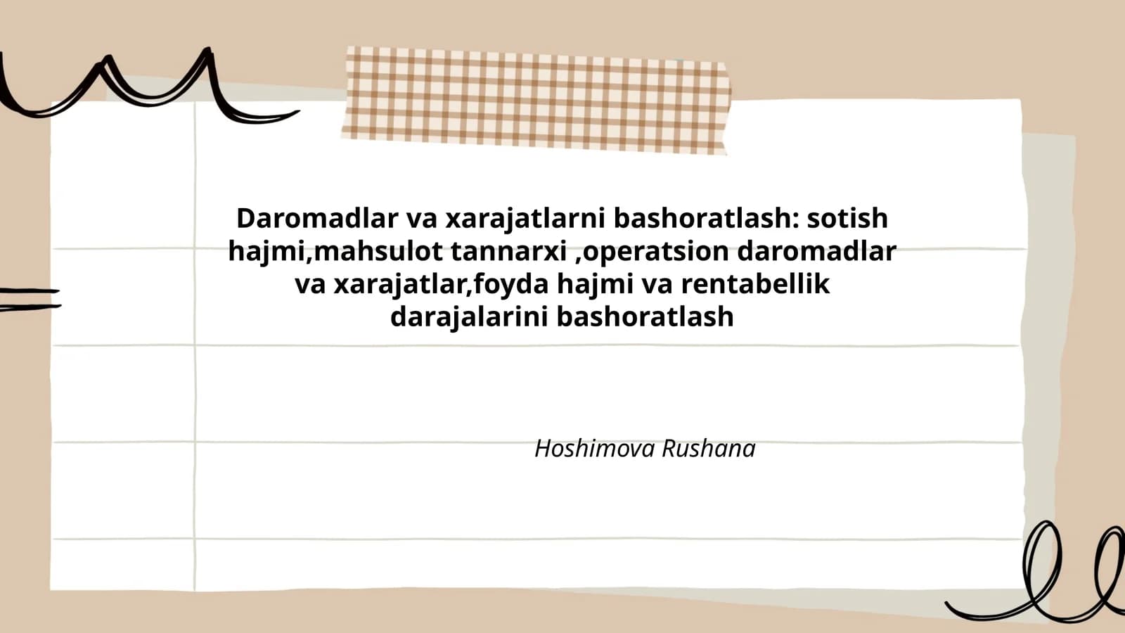 Daromadlar va xarajatlarni bashoratlash