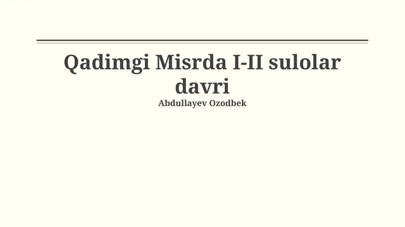 Qadimgi Misrda I-II sulolar davri