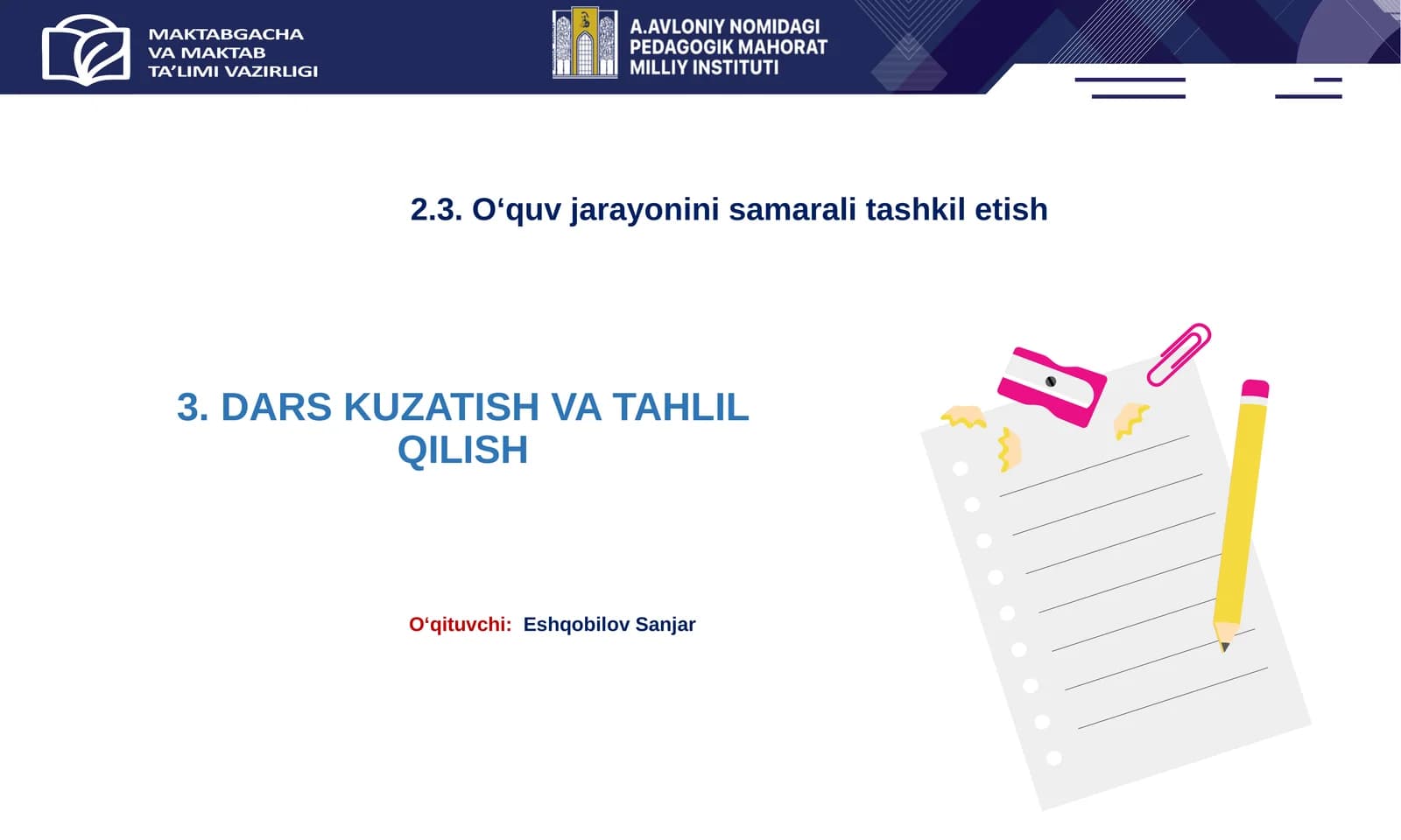 DARSKUZATISH VA TAHLILQILISH
