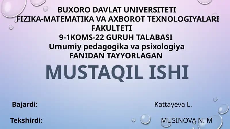 Umumiypedagogikavapsixologiya