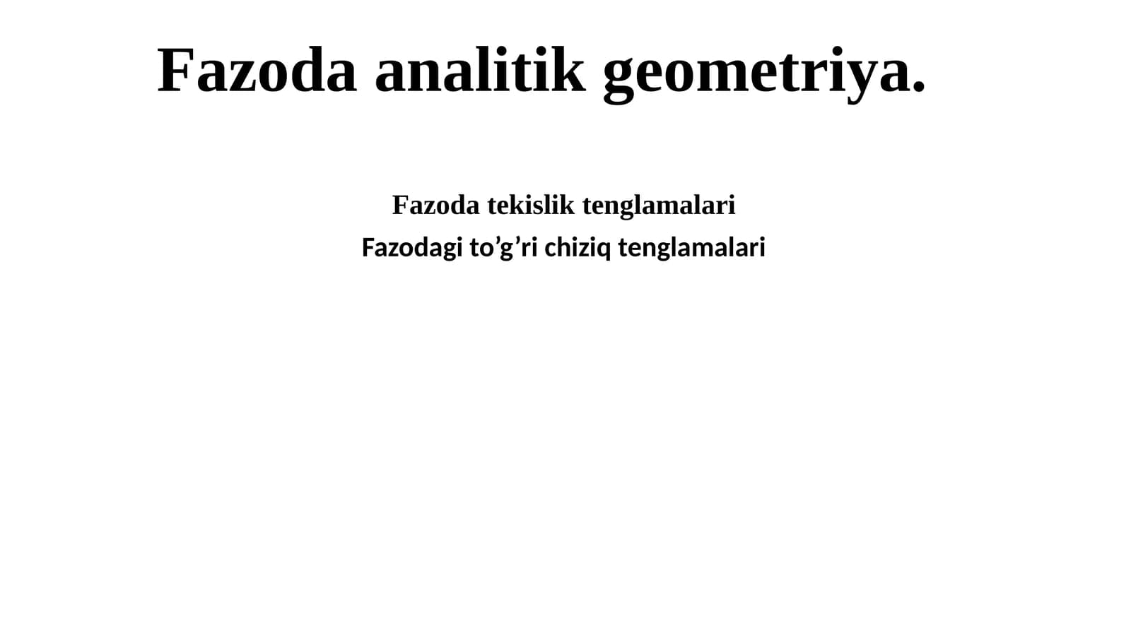 Fazoda analitik geometriya