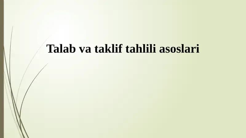 Talab va taklif asoslari