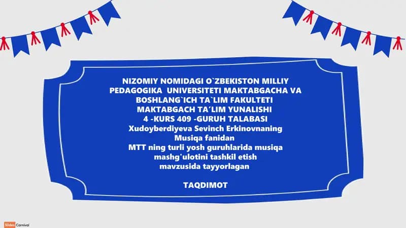 MTT ning turli yosh guruhlarida musiqa mashg'ulotini tashkil etish