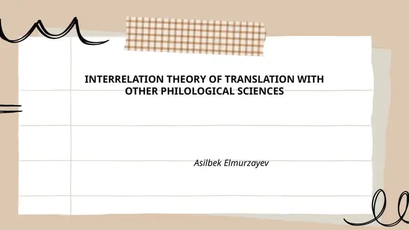INTERRELATION THEORY OF TRANSLATION WITH OTHER PHILOLOGICAL SCIENCES
