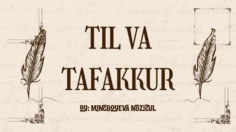 TIL VA TAFAKKUR