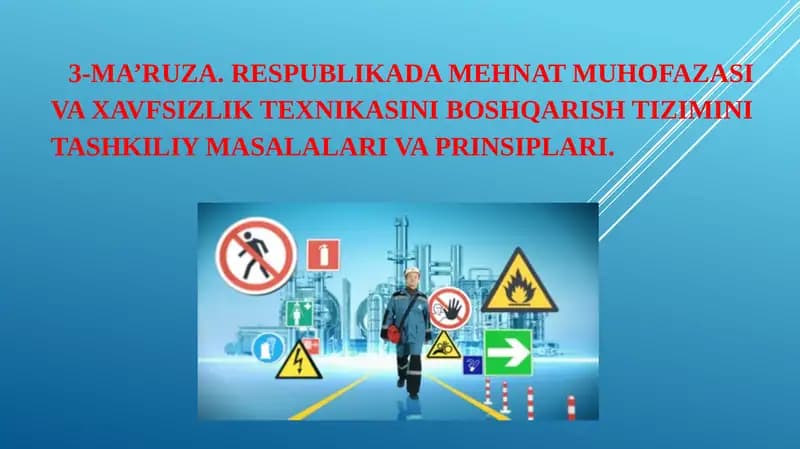 Mehnatni muhofaza qilish ishlarini tashkil etishning qo'shimcha chora-tadbirlari