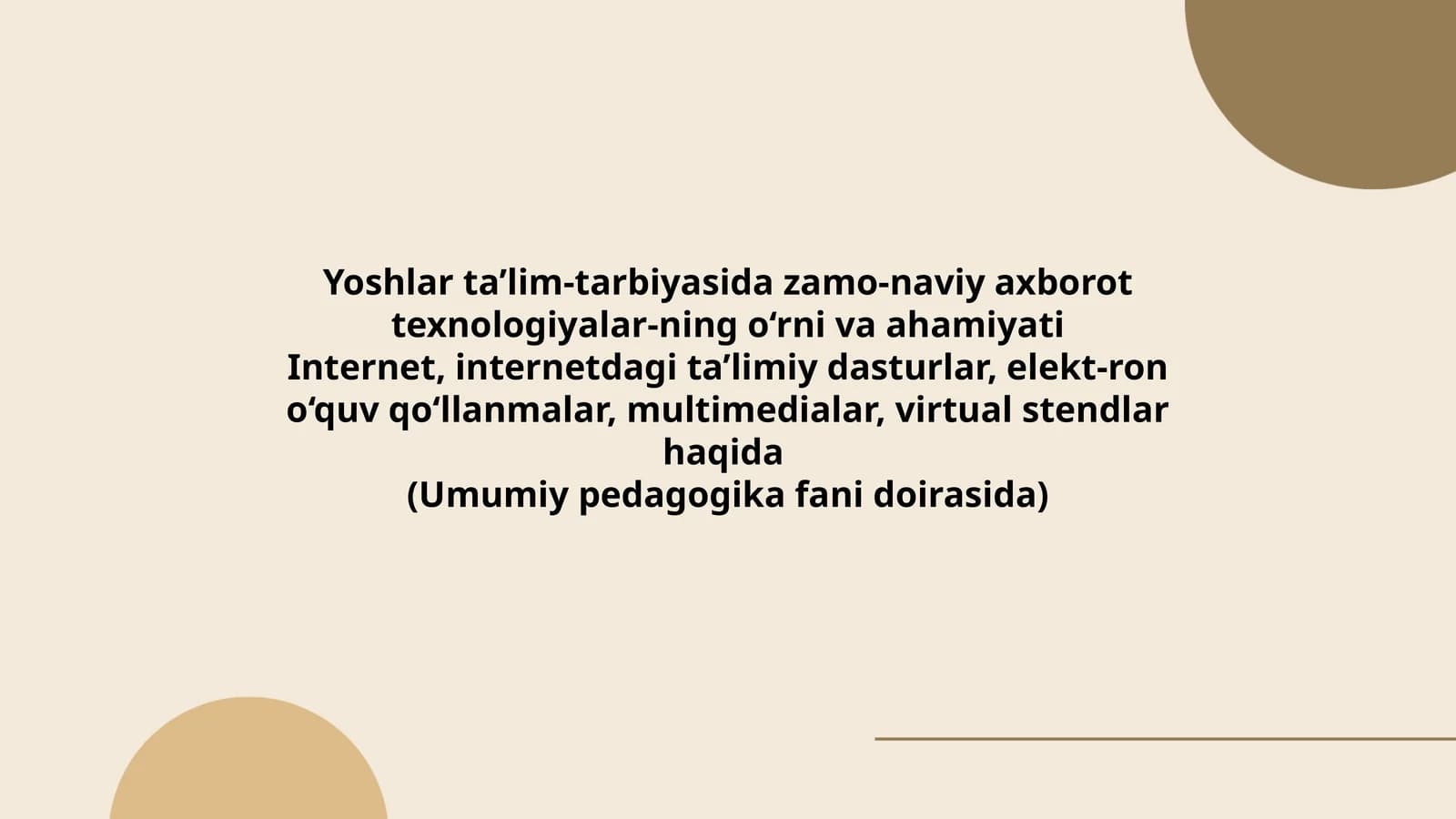 Yoshlar ta’lim-tarbiyasida zamonaviy axborot texnologiyalarining o‘rni va ahamiyati