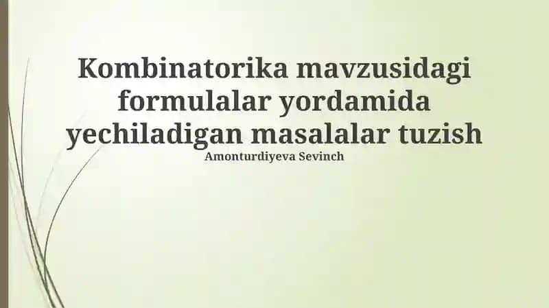 Kombinatorika va Uning Qo'llanilishi