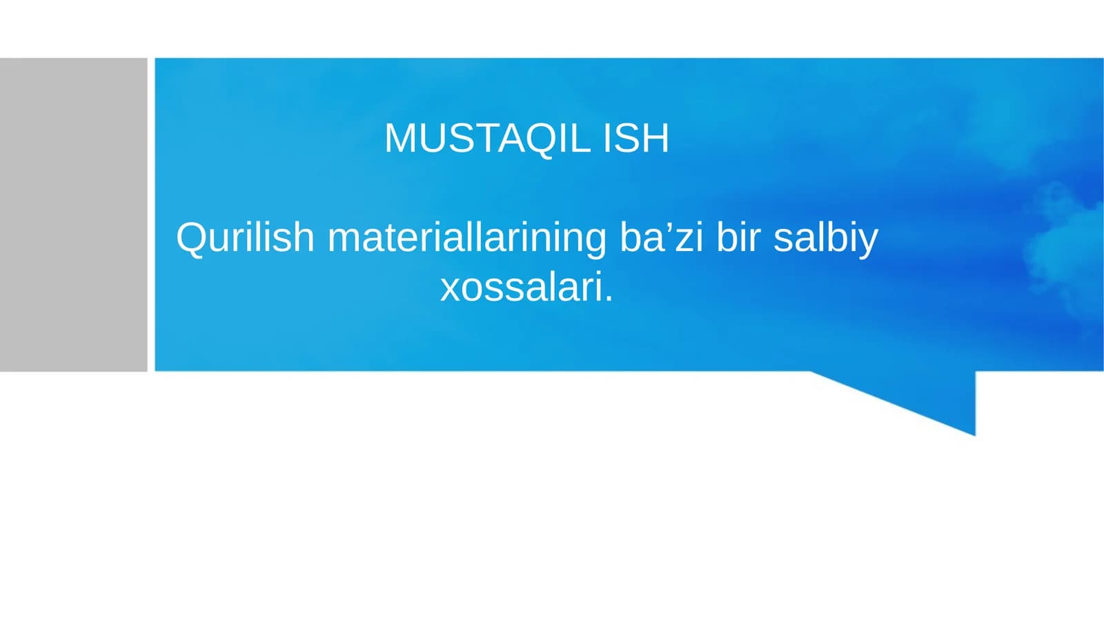 MUSTAQIL ISHQurilish materiallarining ba’zi bir salbiy xossalari