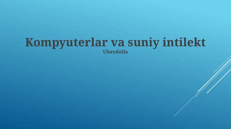 Kompyuterlar va suniy intilekt