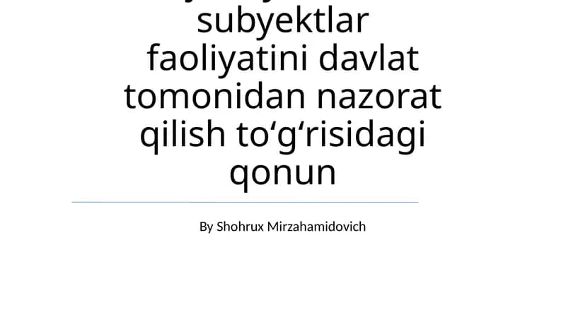 Xoʻjalik yurituvchi subyektlar faoliyatini davlat tomonidan nazorat qilish toʻgʻrisidagi qonun