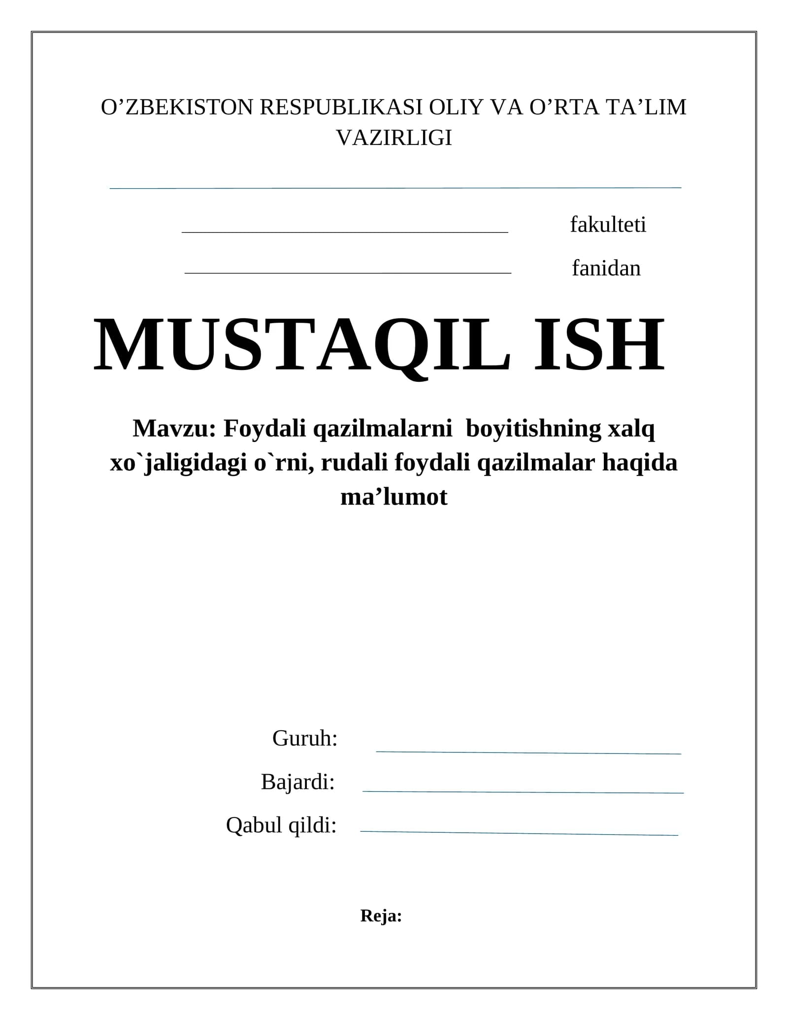 foydali qazilmalarni boyitishning xalq xo'jaligidagi ahamiyati,rudalarni boyitish usullari