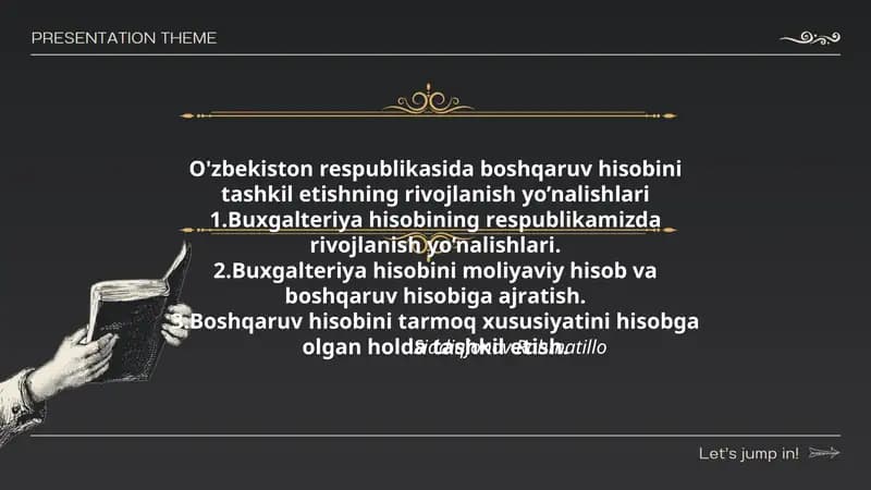 O'zbеkistоn rеspublikаsidа bоshqаruv hisоbini tаshkil etishning rivоjlаnish yo’nаlishlаri