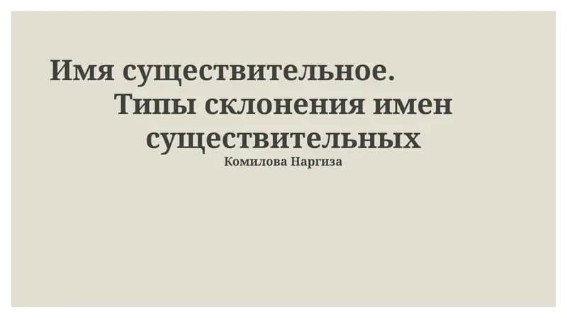 Имя существительное. Типы склонения имен существительных