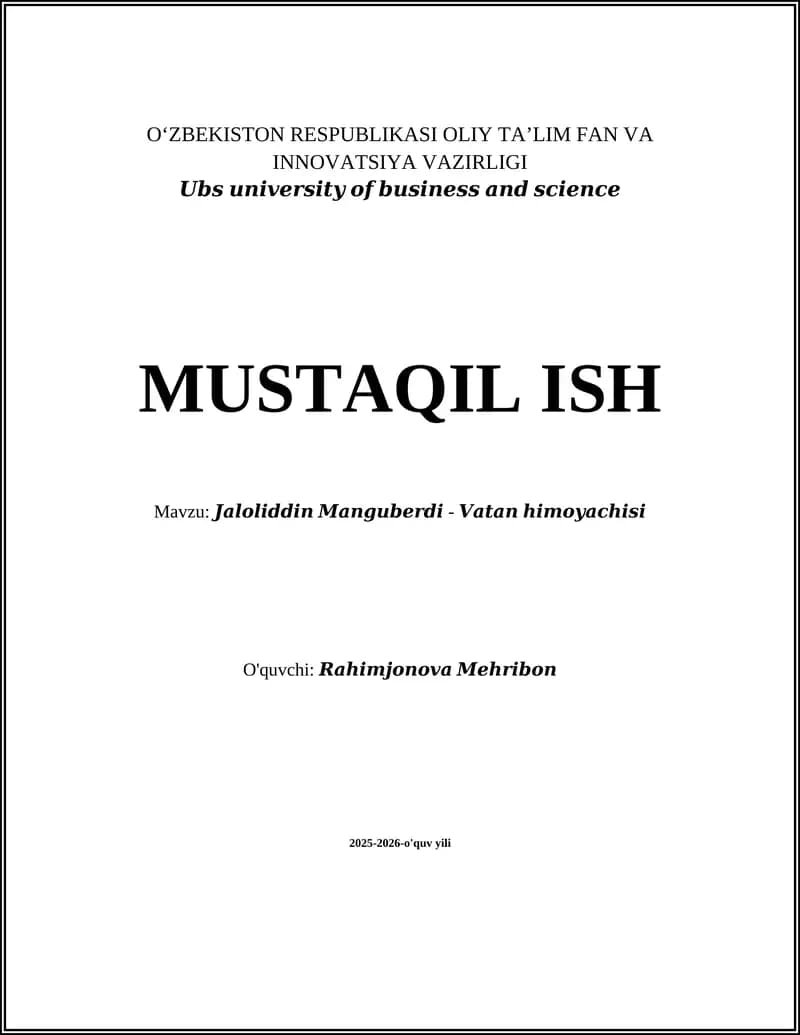 Jaloliddin Manguberdi - Vatan himoyachisi