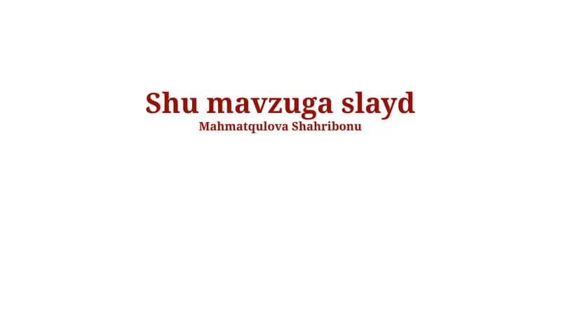 Mavzu ta'rifi va asosiy tushunchalar