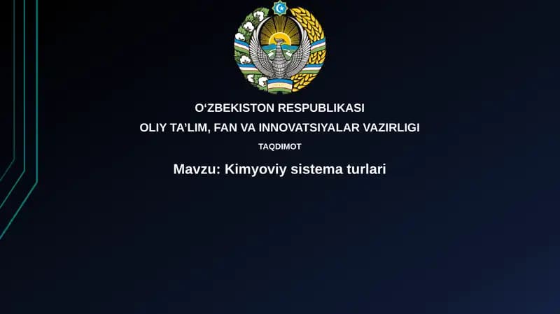 Kimyoviy sistemalar turlari