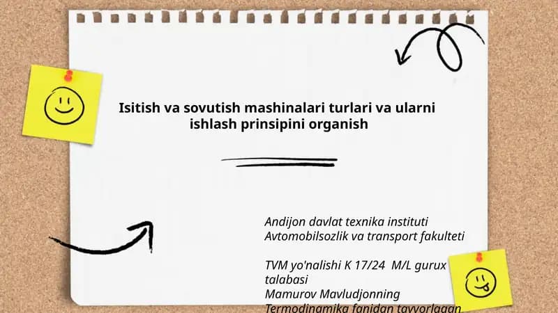 Termodinamika fanidan tayyorlagan mustaqil ishi