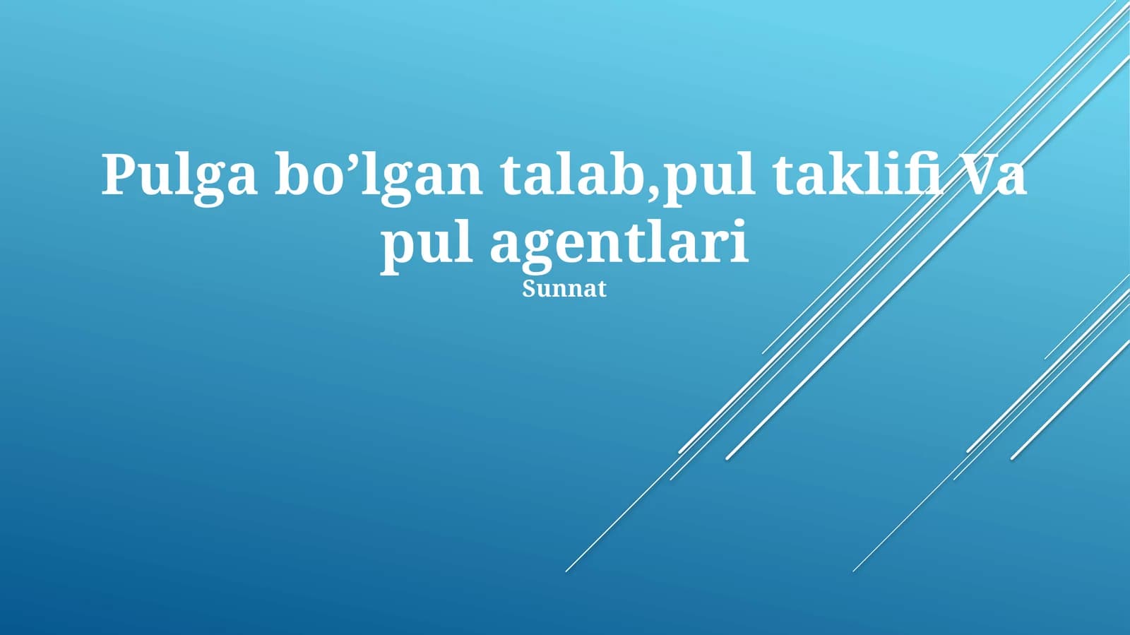 Pulga bo’lgan talab, pul taklifi Va pul agentlari