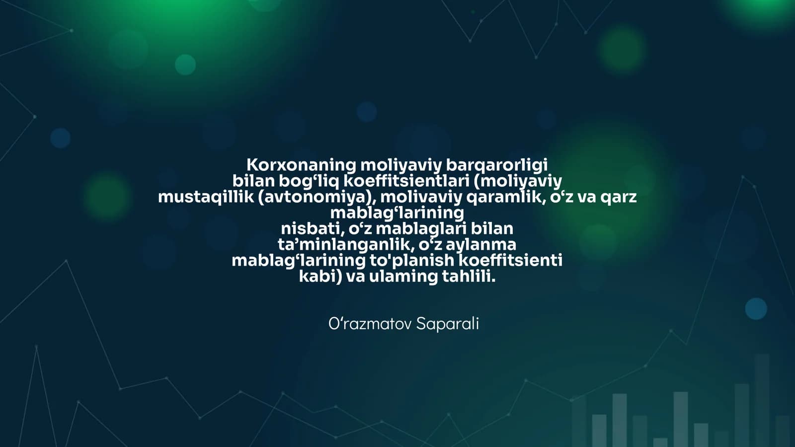 Moliyaviy barqarorlikning koeffitsientlari