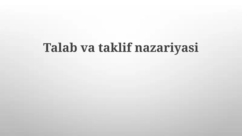 Talabvataklifnazariyasi