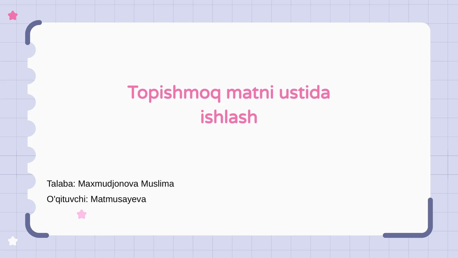 Topishmoq matni ustida ishlash