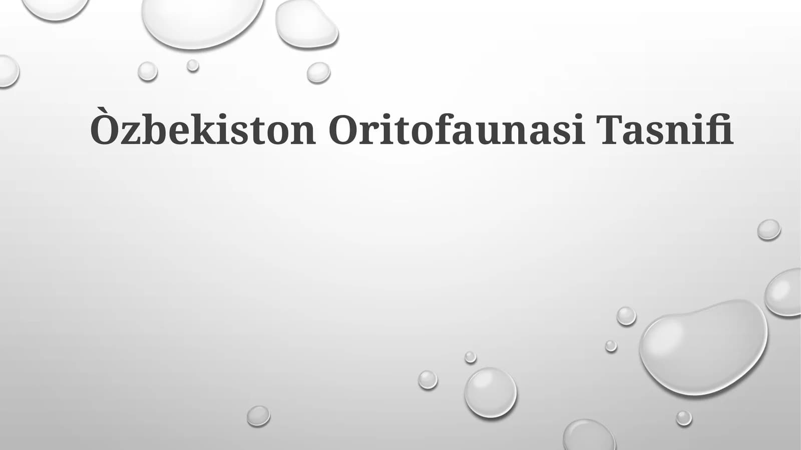 Òzbekiston Oritofaunasi Tasnifi