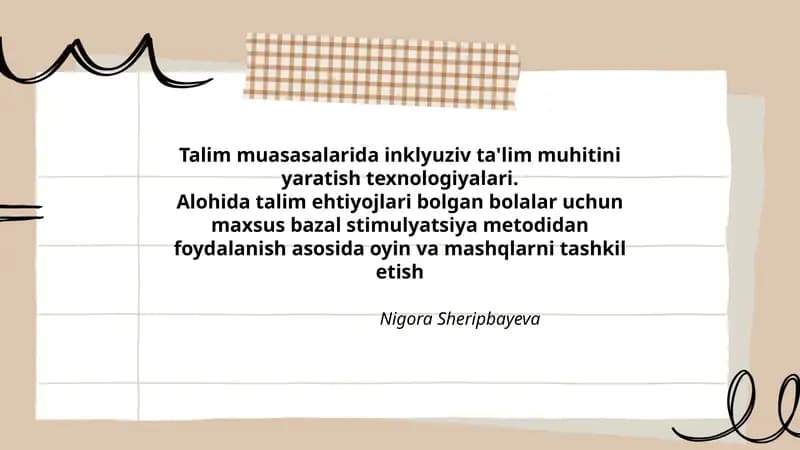 Talim muasasalarida inklyuziv ta'lim muhitini yaratish texnologiyalari
