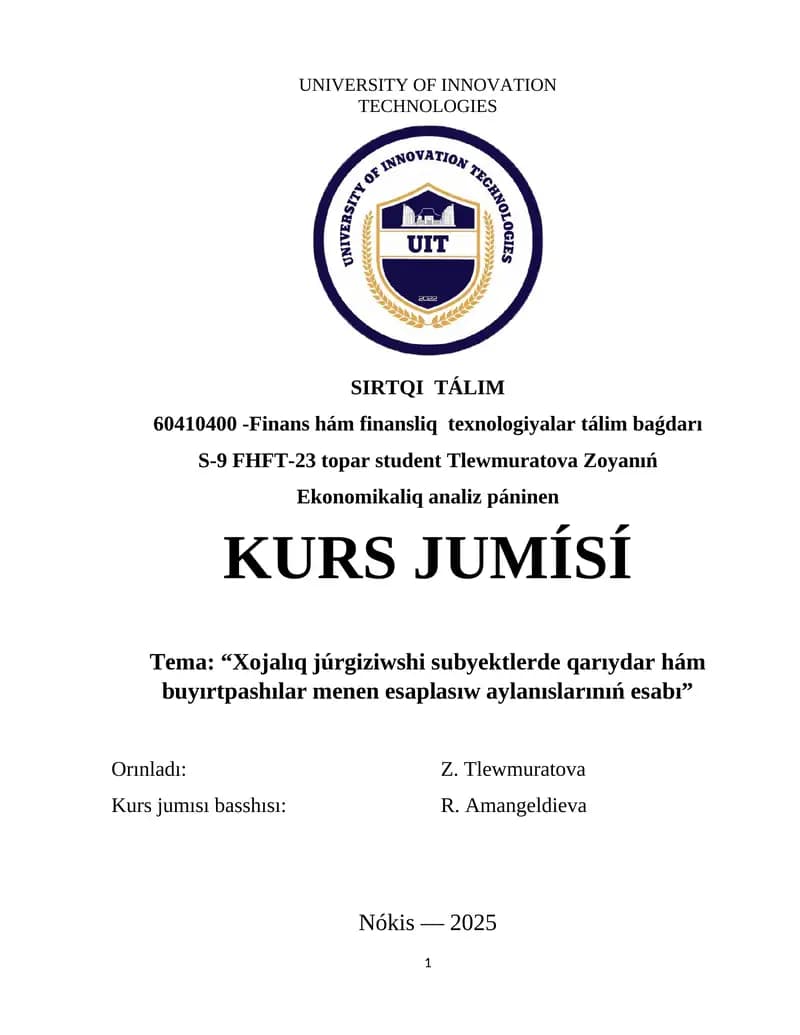Xojalıq júrgiziwshi subyektlerde qarıydar