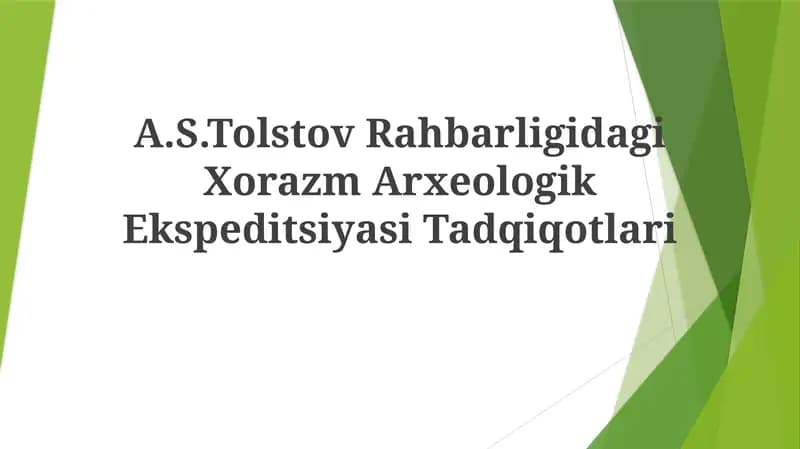 Qadimgi Xorazm Arxeologik Ekspeditsiyasi Tadqiqotlari