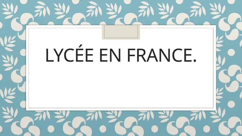 Lycée en France