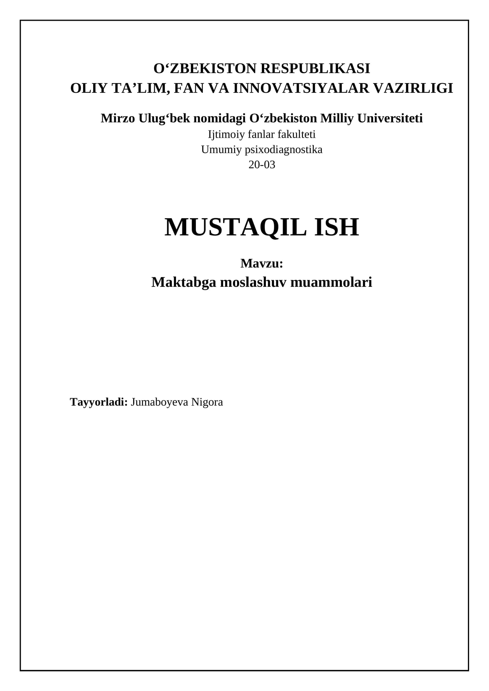 Maktabga moslashuvdagi asosiy muammolar
