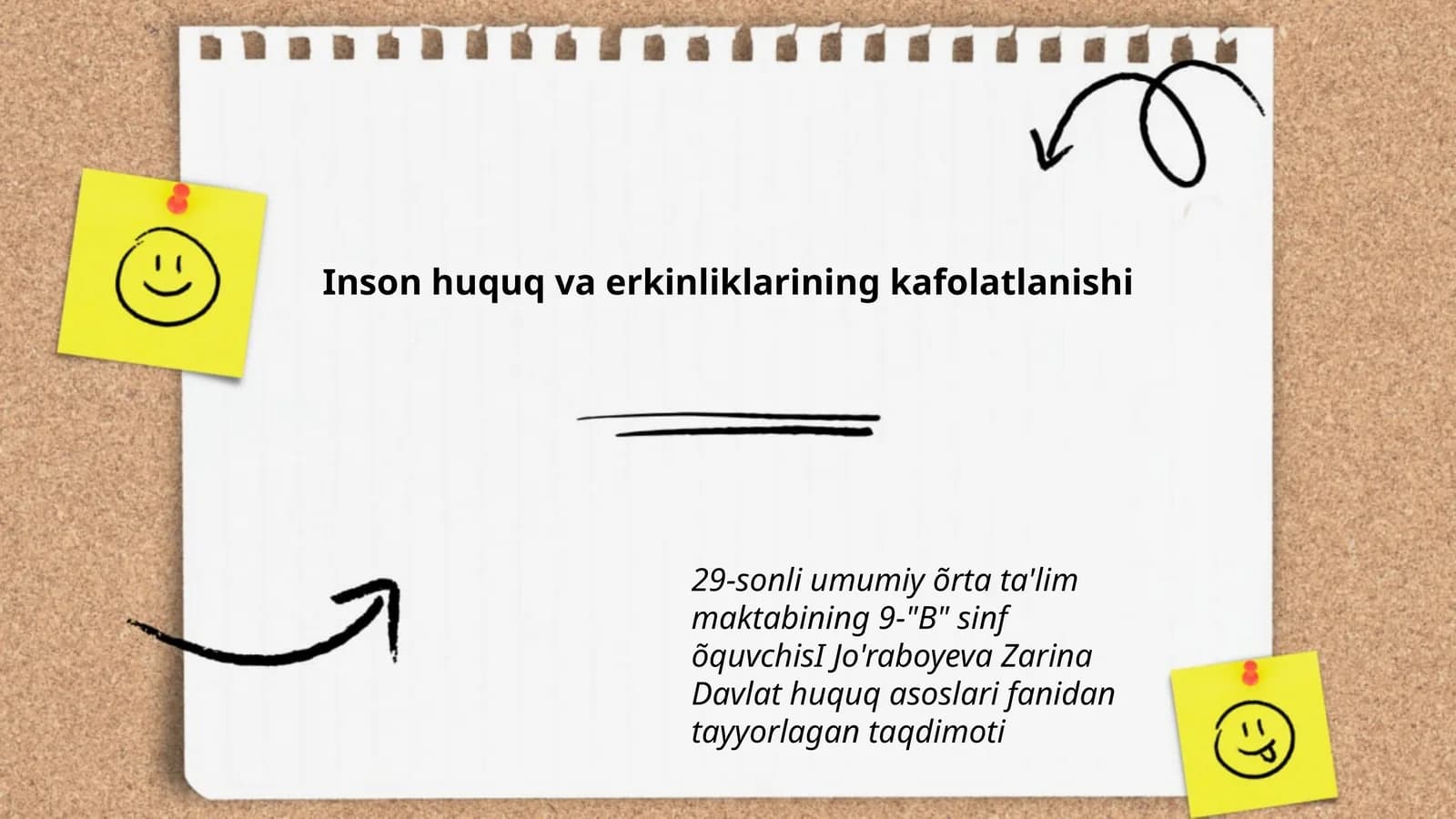 Davlat huquq asoslari fanidan tayyorlagan taqdimoti