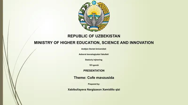 Cofe mavzusida