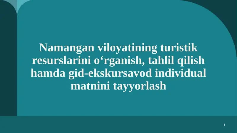 Tabiiyturistikresurslarnio‘rganish