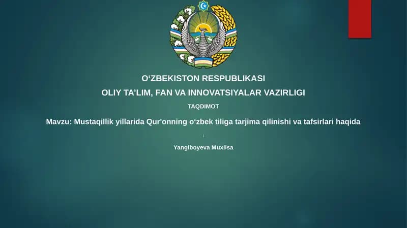 Mustaqillik Yillarida Qur'on Tarjimalari