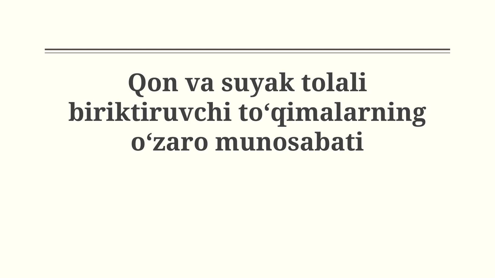 Qon va suyak tolali biriktiruvchi to‘qimalarning o‘zaromunosabati
