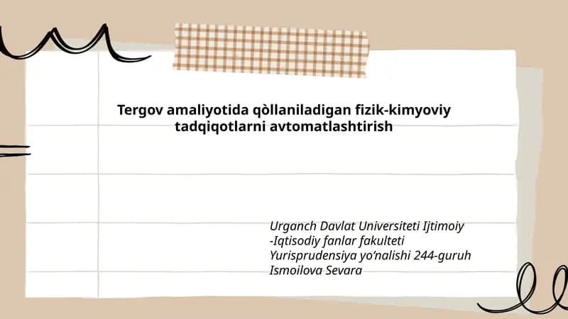Fizik-kimyoviy tadqiqotlar avtomatlashtirish