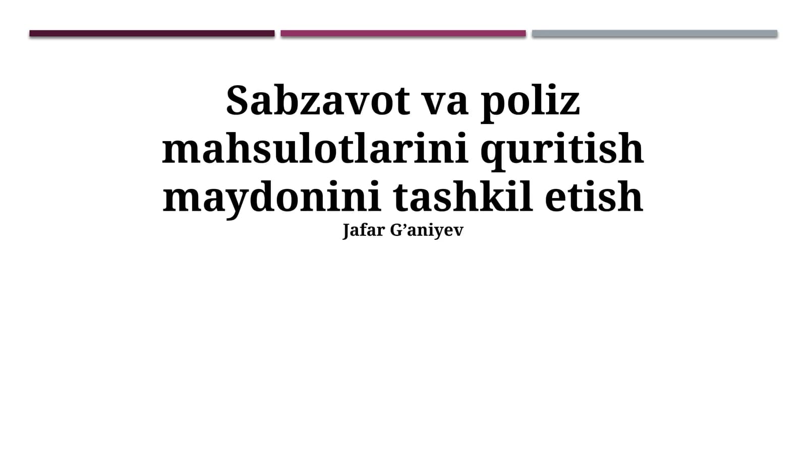 Sabzavot va poliz mahsulotlarini quritish maydonini tashkil etish