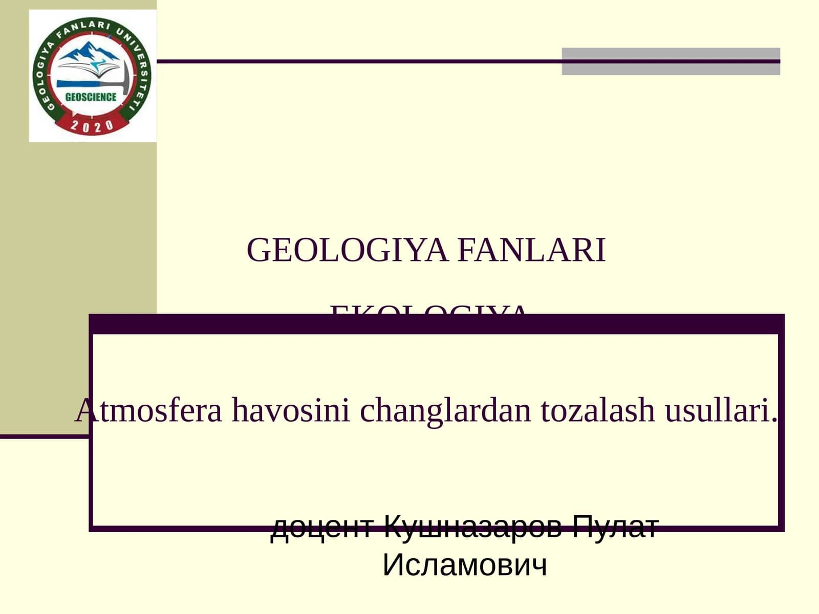 GEOLOGIYA FANLARI