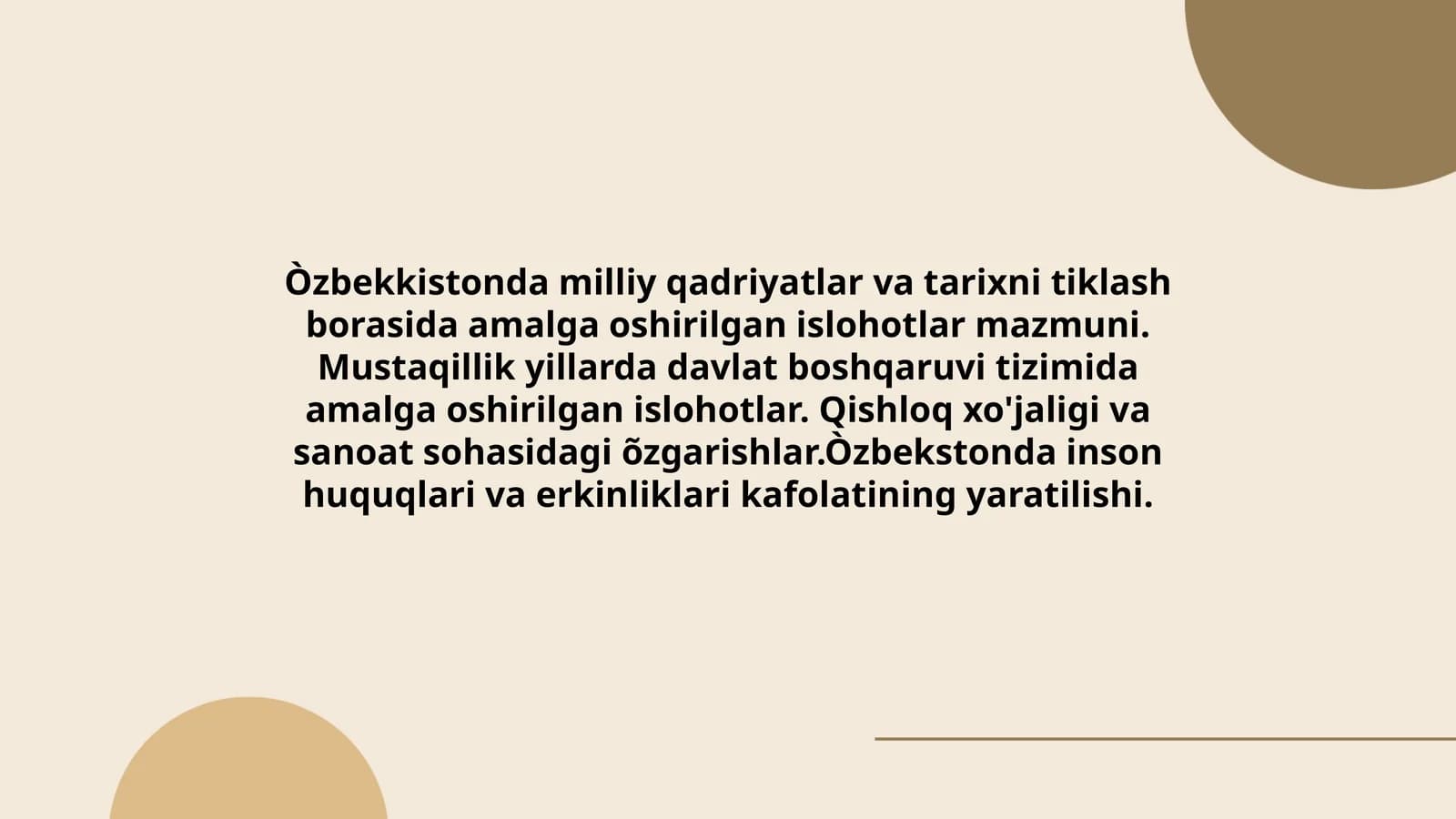 Mustaqillik yillarda davlat boshqaruvi tizimida amalga oshirilgan islohotlar