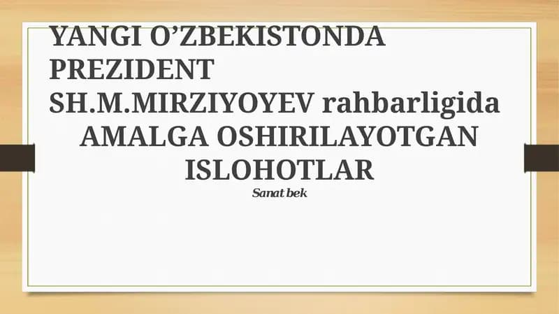 Siyosiy va Iqtisodiy Islohotlar va Investitsiya Muhiti