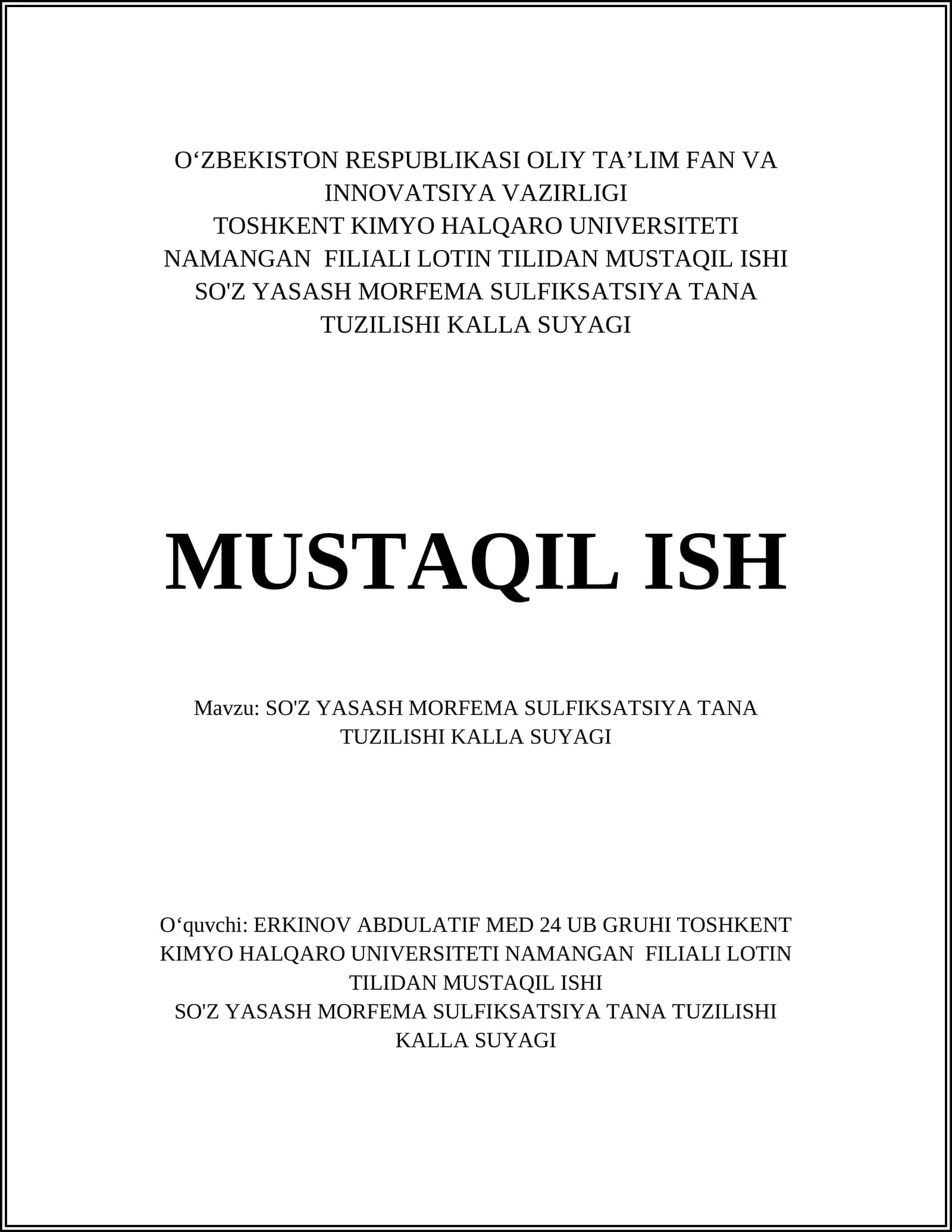 SO'Z YASASH MORFEMA SULFIKSATSIYA TANA TUZILISHI KALLA SUYAGI