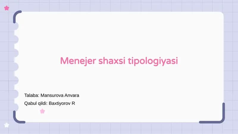 Menejer shaxsi tipologiyasi