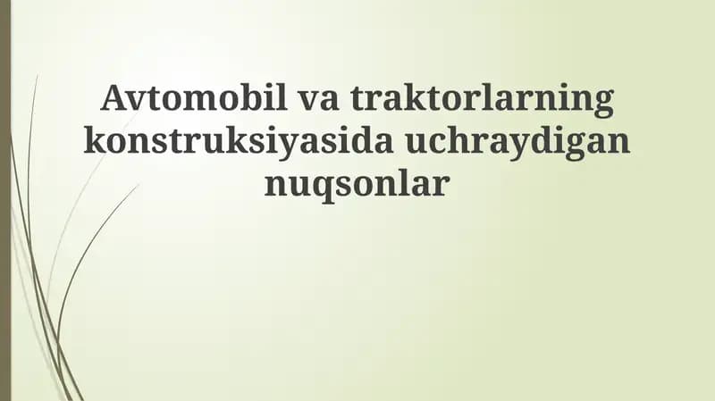 Umumiy nuqsonlar va ularning sabablari