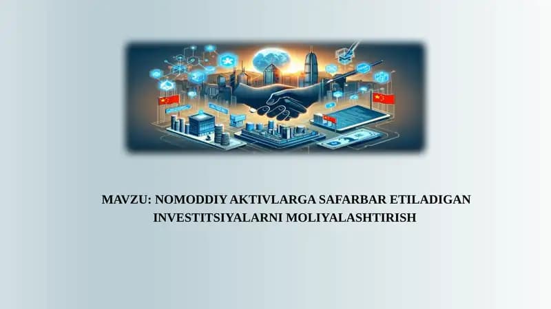 Nomoddiy aktivlarga safarbar etiladigan investitsiyalarni moliyalashtirish