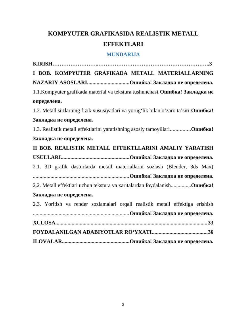 REALISTIK METALL EFFEKTLLARINI AMALIY YARATISH USULLARI